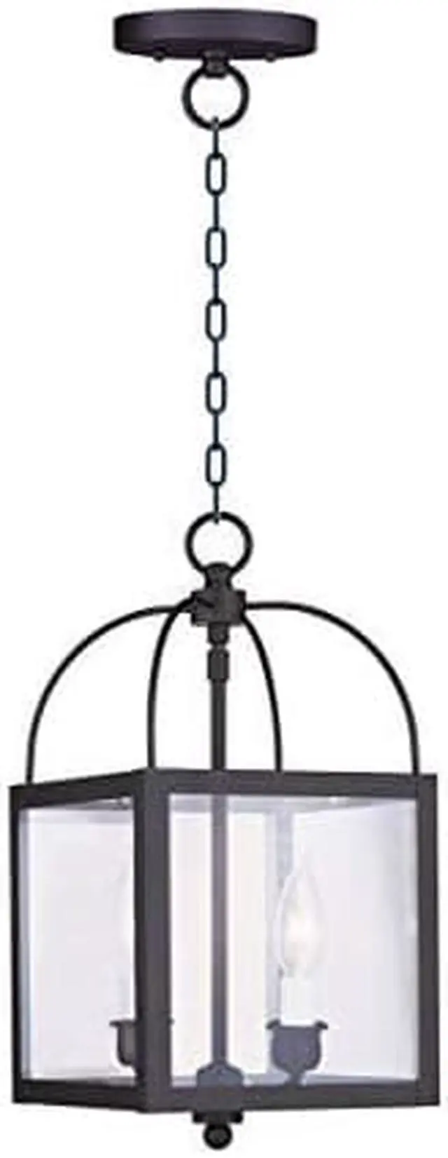 Main image of Livex Lighting 4041-04 Milford 2-Light Convertible Hanging Lantern/Ceiling Mount, Black