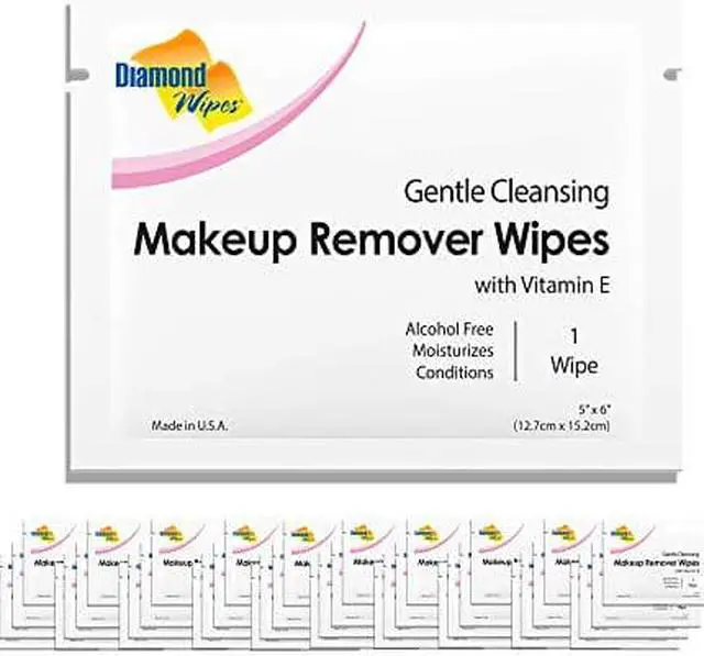 Main image of Diamond Wipes Gentle Makeup Remover Cleansing Face Wipes Pack of 50 Wipes Made with Vitamin E Perfect for Waterproof Makeup