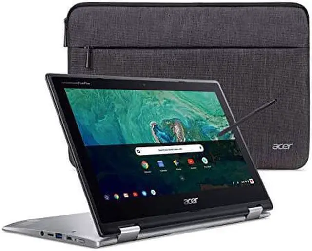 Alt view image 8 of 8 - Acer Chromebook Spin 11 Convertible Touch-Screen Laptop| Intel Celeron N3350| 11.6" HD Touch Display| 4GB DDR4| 32GB eMMC| 802.11ac WiFi|HD webcam | Wacom EMR Pen| Sleeve| Sparkly Silver