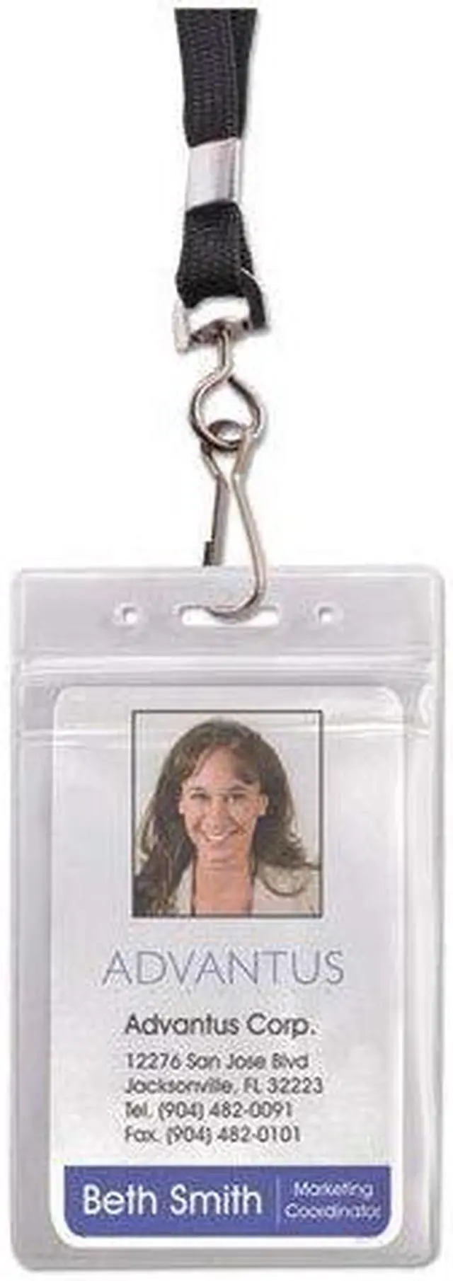 Alt view image 11 of 12 - Advantus ID Holder/Lanyard Combo Pack - Vertical - Vinyl - 20 / Pack - Black/Clear  AVT91131