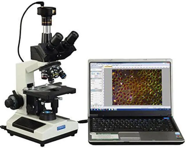 Alt view image 2 of 2 - omax 40x2500x brighter darkfield led trinocular compound microscope with 9mp digital camera