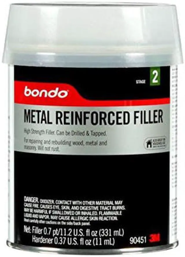 Main image of Bondo Metal Reinforced Filler - High Strength Filler, Can be Drilled and Tapped - Will Not Rust, 11.2 Fl oz with 0.37 oz Hardener