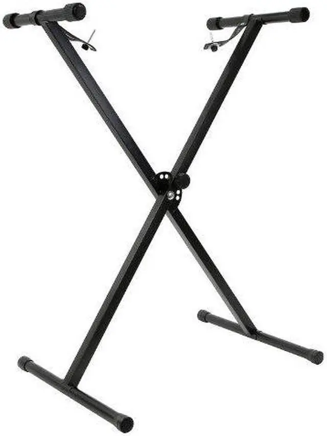Alt view image 7 of 7 - Hamzer Heavy Duty, Single-X Shape Piano Keyboard Stand - Height Adjustable & Portable w/ Non Slip Caps & Durable Locking Straps, Black