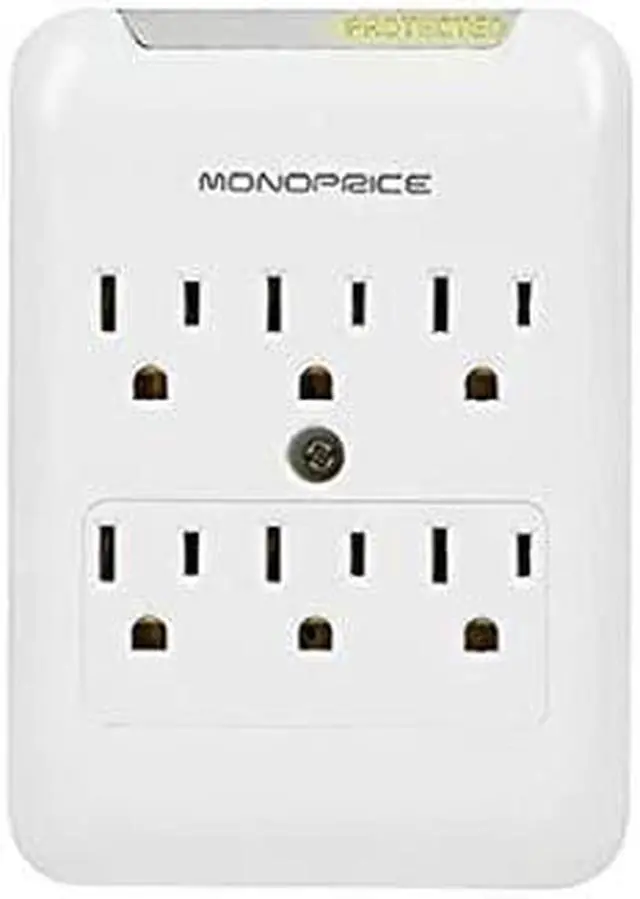 Alt view image 6 of 14 - Monoprice Power & Surge - 6 Outlet Surge Protector Slim Wall Tap - White | UL Rated, 540 Joules With Protected Light Indicator