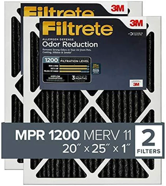 Main image of Filtrete 20x25x1, AC Furnace Air Filter, MPR 1200, Allergen Defense Odor Reduction, 2-Pack (exact dimensions 19.688 x 24.688 x 0.84)
