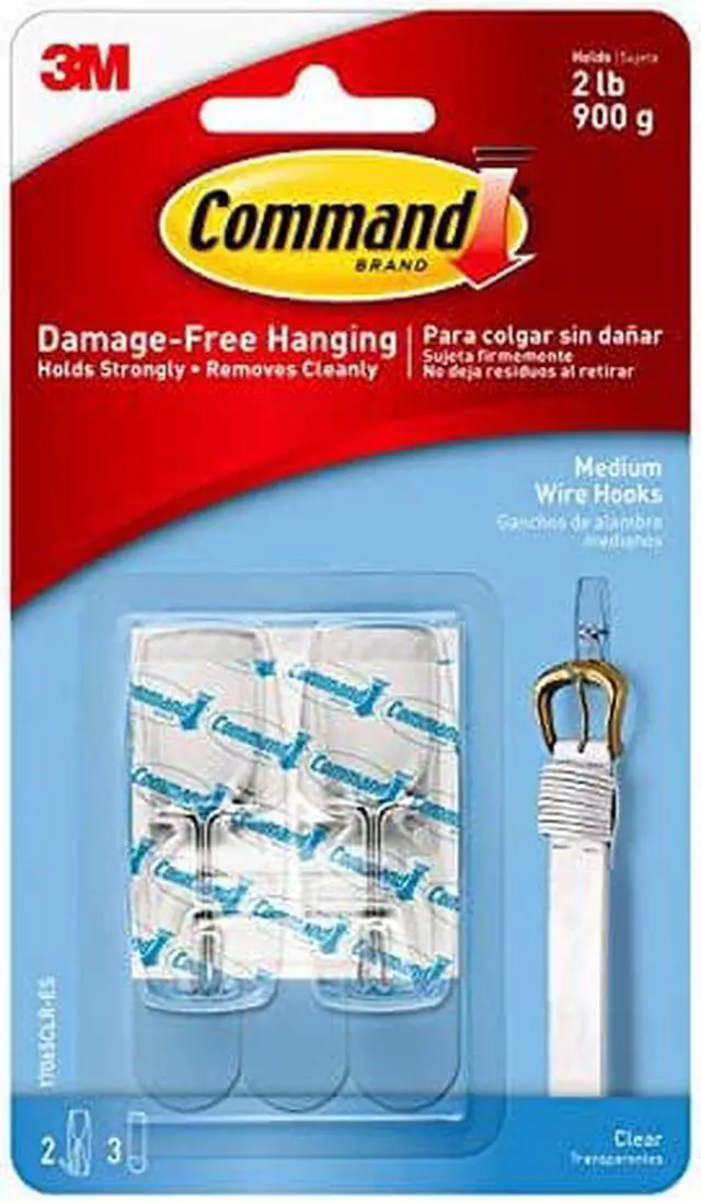 Main image of Command Medium Wire Toggle Hook, Clear, 2-Hooks, Organize Damage-Free