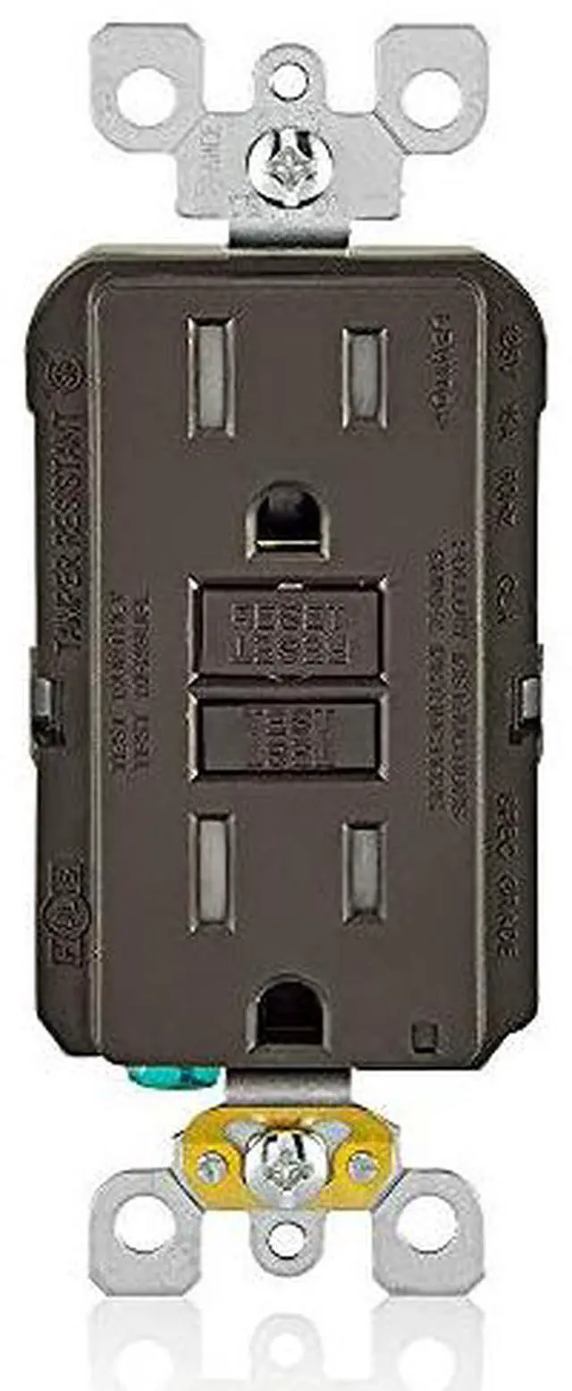 Alt view image 7 of 7 - Leviton GFTR1 Tamper Resistant GFCI Receptacle, 15A, 125V, Brown