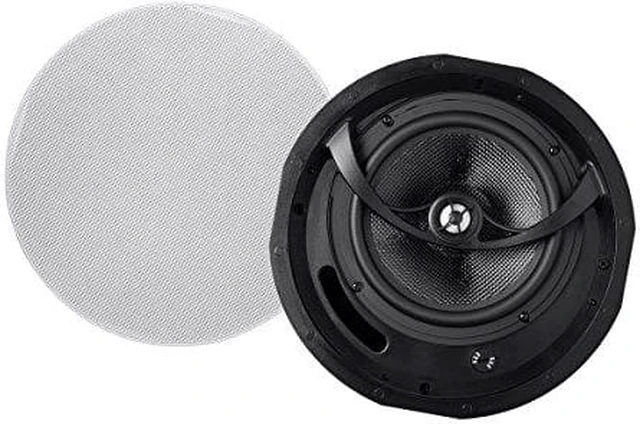 Alt view image 11 of 16 - Monoprice Alpha 2-Way Carbon Fiber Ceiling Speakers - 8 Inch (Pair) With Paintable Magnetic Grille