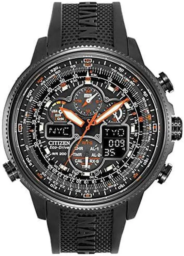Alt view image 14 of 14 - Citizen Navihawk A-T Black Dial Black Rubber Mens Watch JY8035-04E