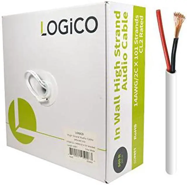 Alt view image 4 of 4 - 500ft Speaker Wire 14AWG 2 Conductor 14/2 CL2 In-Wall Audio CCA Cable White