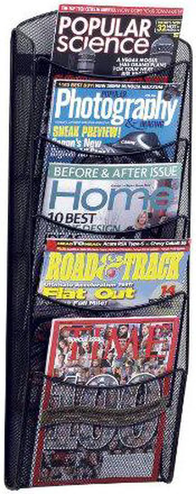 Alt view image 13 of 20 - Safco Onyx Mesh Literature Rack Five Compartments 10-1/4w x 3-1/2d x 28-1/3h