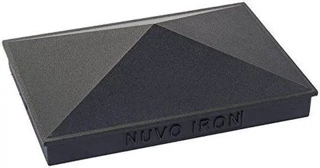 Alt view image 13 of 18 - Nuvo Iron Decorative Pyramid Post Cap for 3.5" x 5.5" / 4" x 6" Posts - Black