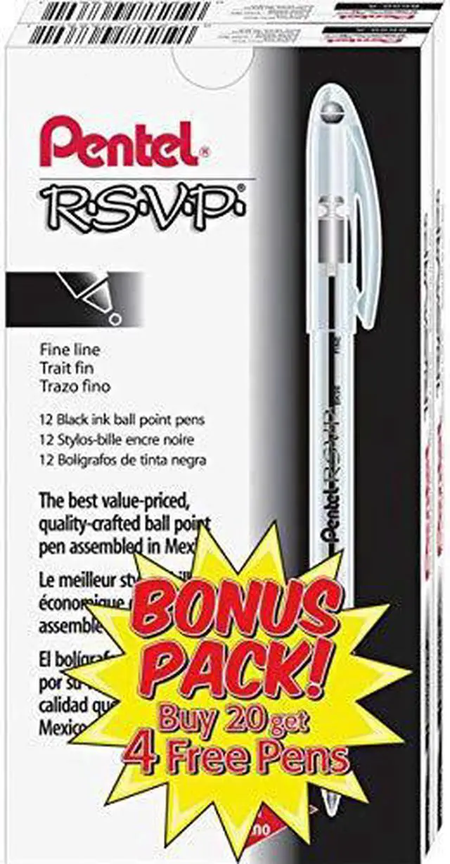 Alt view image 12 of 14 - Pentel R.S.V.P. Stick Ballpoint Pen .7mm Translucent Barrel Black Ink 24/Pack BK90ASW2
