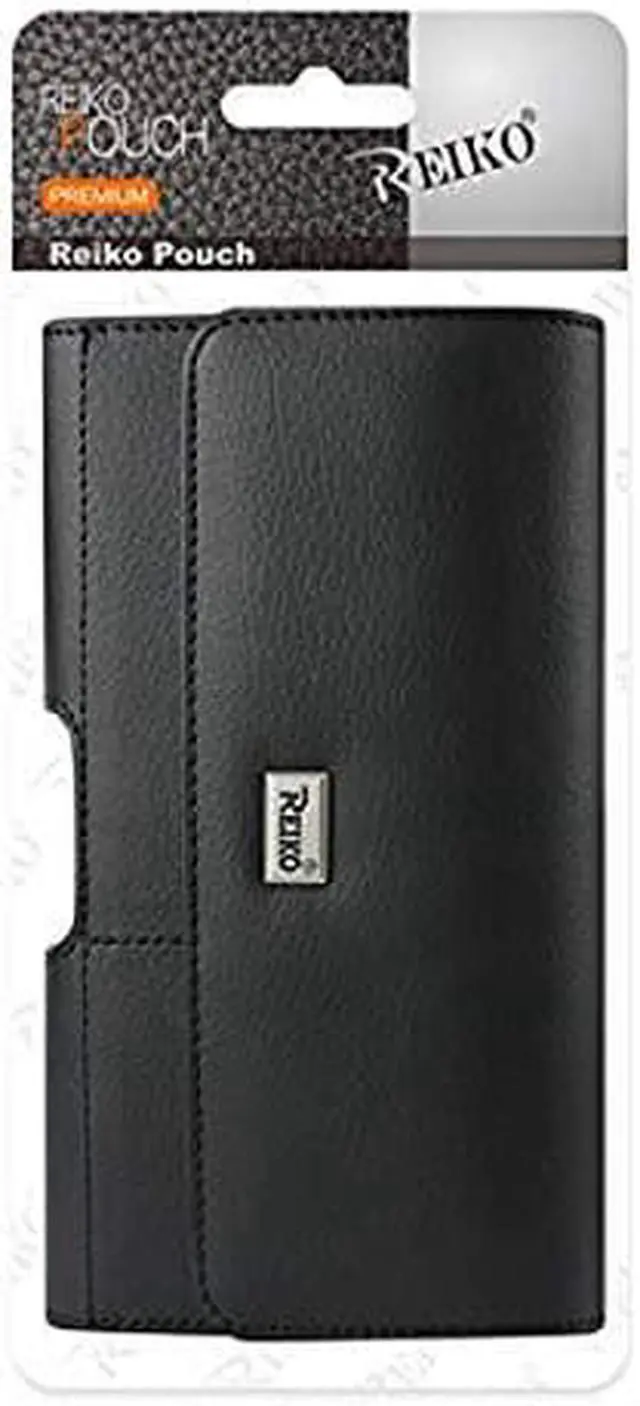 Main image of Reiko Horizontal Leather Pouch with Card Holder (6.05X3.18X0.67inch) - Retail Packaging - Black