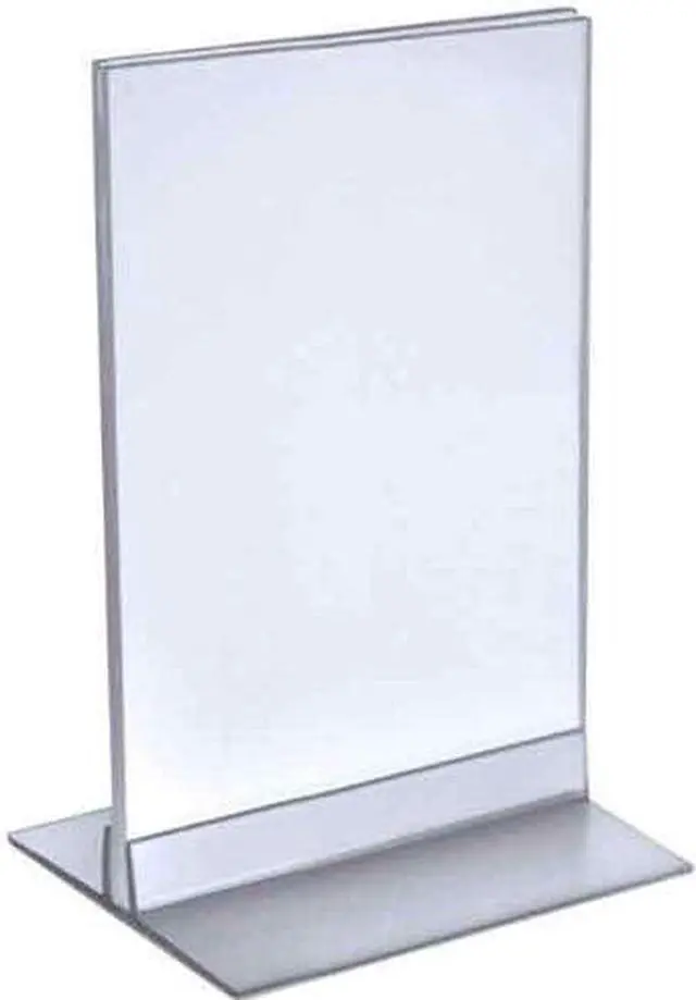Main image of Azar Displays 102733 Clear Acrylic Double Sided Sign Holder 5.5" x 8.5" Vertical/Horizontal with T Strip, 10-Pack