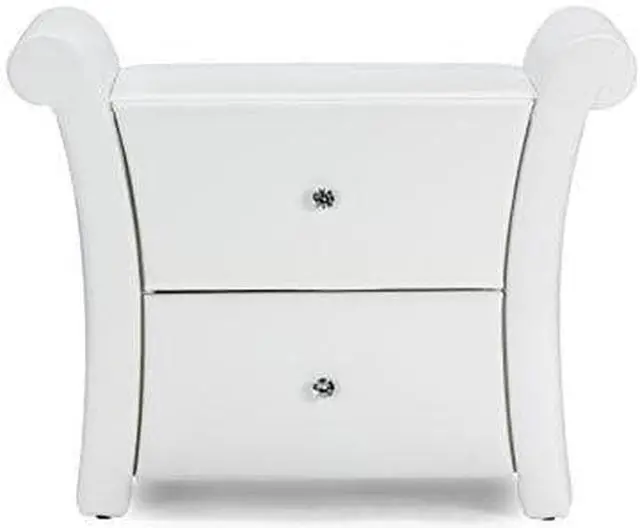 Main image of Baxton Studio Victoria Faux Leather Upholstered Modern Nightstand, Large, White