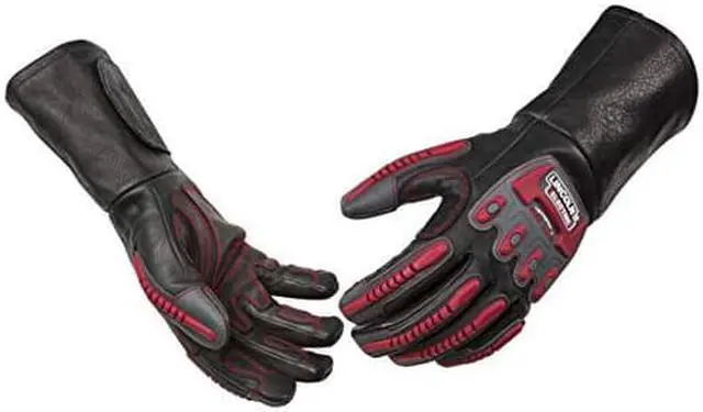 Alt view image 6 of 6 - Lincoln Electric Welding Gloves,  5" Gauntlet Cuff Black/Red   K3109-M