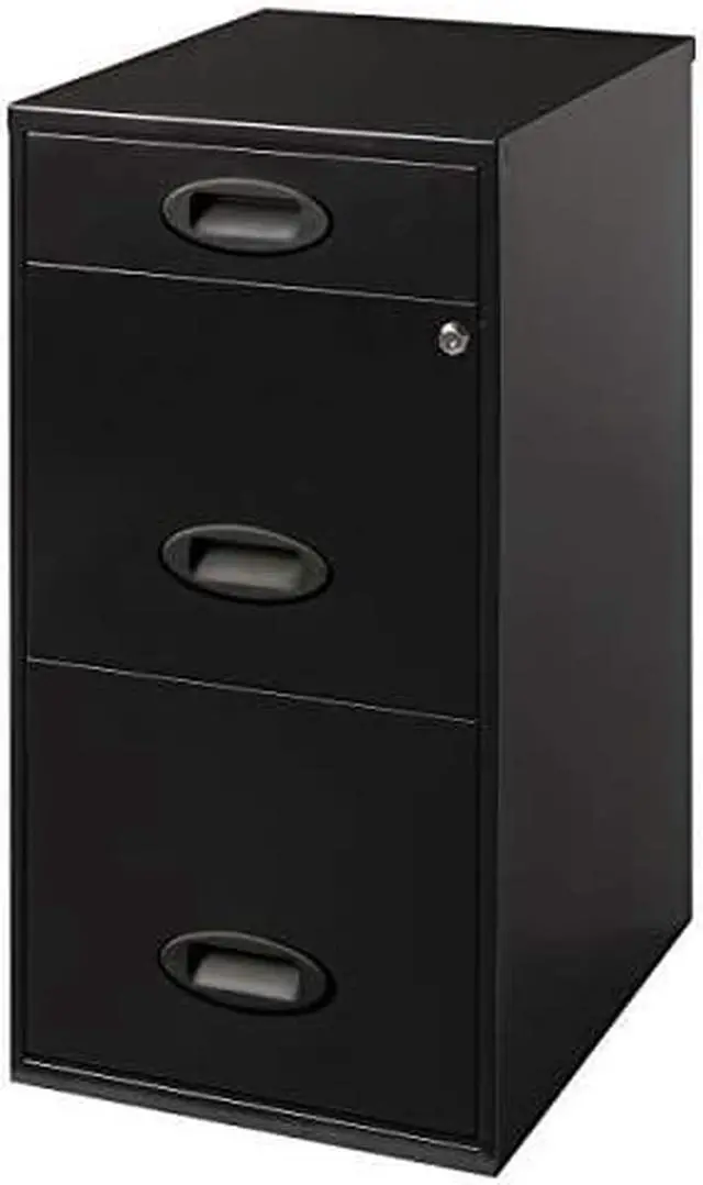 Alt view image 4 of 11 - Realspace® SOHO Metal Vertical File Cabinet, 3 Drawers, 18"D, Black