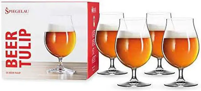 Main image of Spiegelau Beer Classics Tulip Glasses, Set of 4, European-Made Lead-Free Crystal, Modern Beer Glasses, Dishwasher Safe, Professional Quality Beer Tulip Glass Gift Set, 15.5 oz