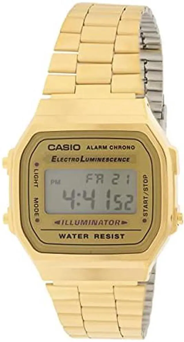 Main image of Casio A168WG-9 Mens Vintage Gold Metal Band Illuminator Chronograph Alarm Watch