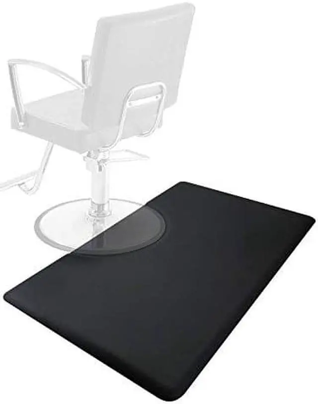 Alt view image 7 of 7 - Saloniture 3 ft. x 5 ft. Salon & Barber Shop Chair Anti-Fatigue Floor Mat - Black Rectangle - 5/8 in. Thick