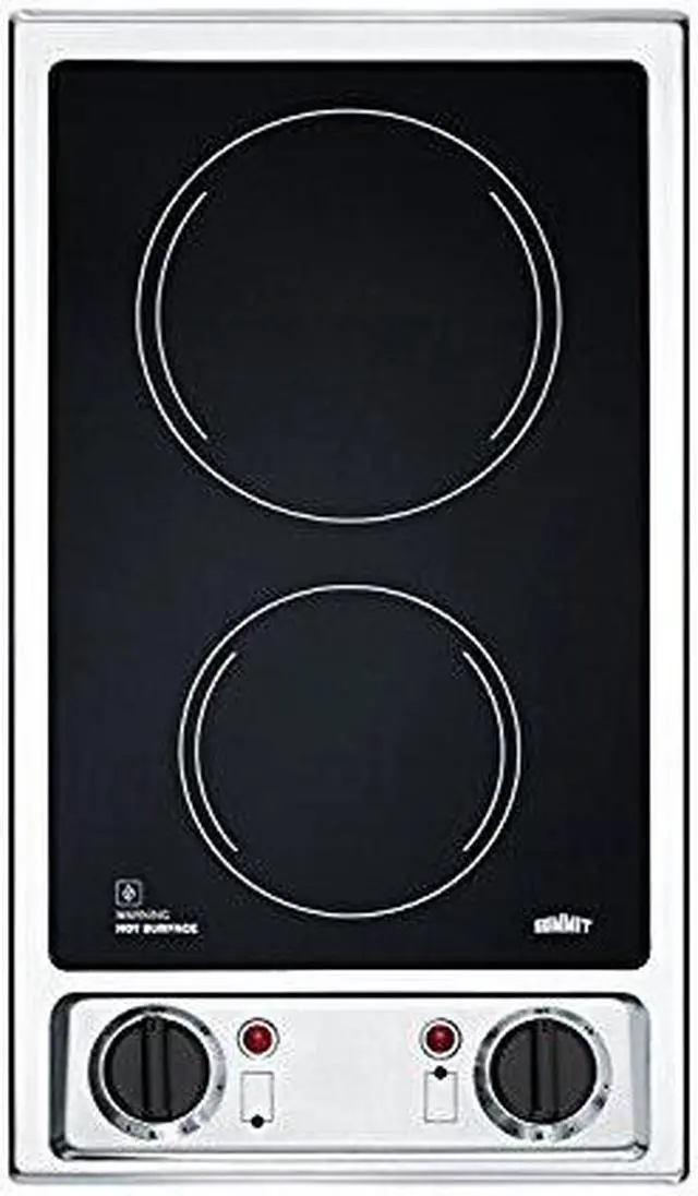 Alt view image 5 of 6 - Summit  CR2B120:  2-burner  120V  electric  cooktop  with  smooth  black  ceramic  glass  surface