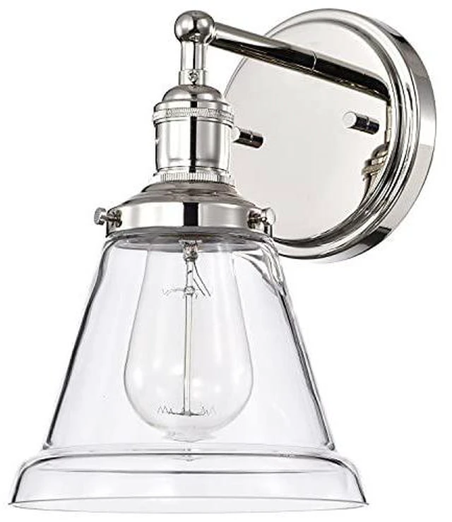 Main image of Nuvo Lighting 60/5412 Vintage Incandescent One Light Wall Sconce Clear Glass with Step Polished Nickel