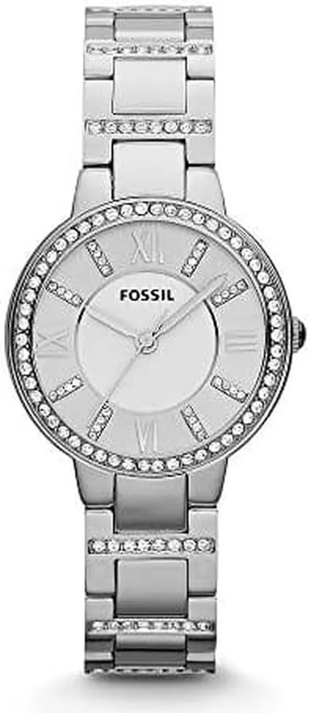 Main image of Fossil Womens Virginia Quartz Stainless Steel Three-Hand Watch, Color: Silver Glitz (Model: ES3282)
