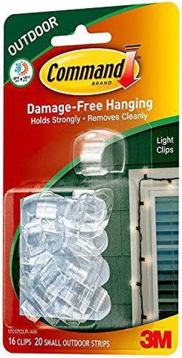 Alt view image 17 of 20 - Command Clear Outdoor Light Clips with Foam Strips (16-Pack) 17017CLR-AWES