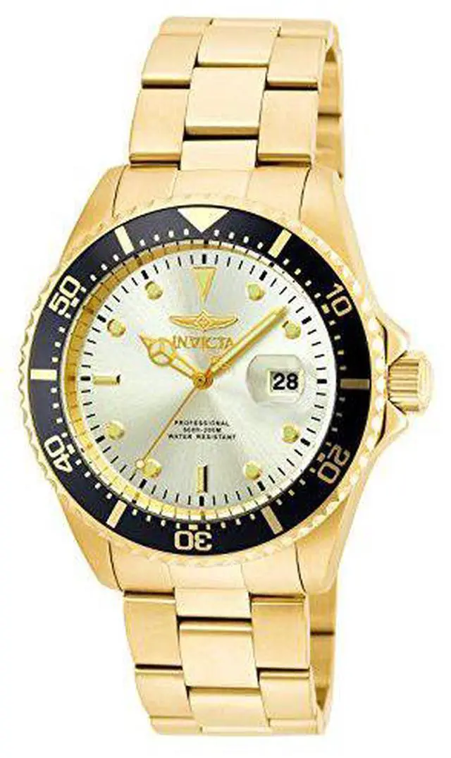 Alt view image 12 of 12 - Men's Pro Diver 18K Gold Plated Stainless Steel Champagne Dial