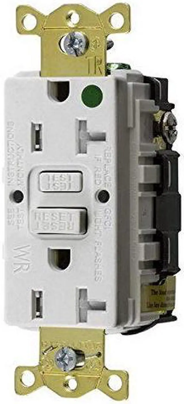 Alt view image 3 of 4 - HUBBELL WIRING DEVICE-KELLEMS GFRTW83W GFCI Receptacle, 20A, 125VAC, 5-20R,