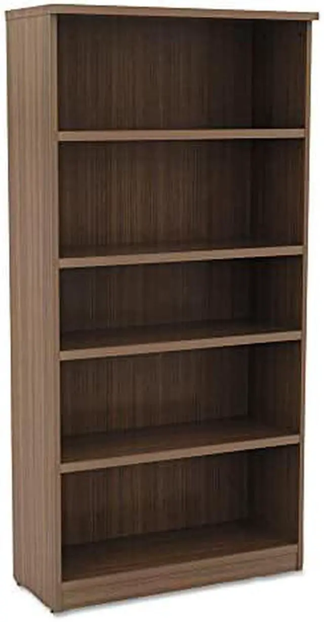 Alt view image 10 of 17 - Alera - VA636632WA - Alera Valencia Series Bookcase, Five-Shelf, 31 3/4w x 14d x 65h, Modern Walnut