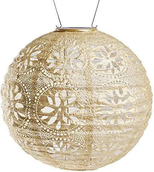 Main image of Allsop 31598 Soji Stella Market Handmade LED Outdoor Solar Lantern, 12X12, Pearl