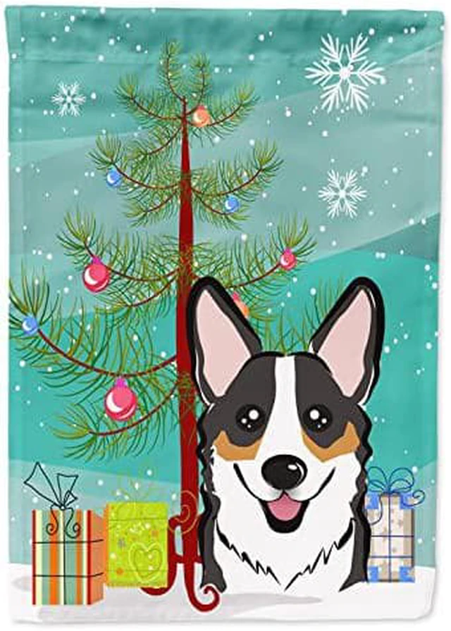 Alt view image 2 of 2 - Caroline's Treasures BB1627GF Christmas Tree and Tricolor Corgi Garden Flag, Small, Multicolor