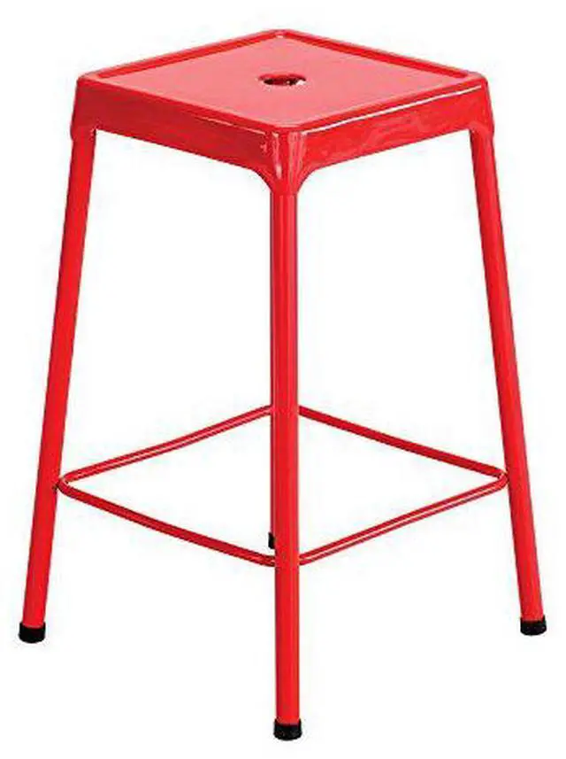 Alt view image 3 of 3 - Safco 6604RD Steel GuestBistro Stool - Backless - Supports Up to 250 lb - 18" Seat Height - Red Seat, Red Base