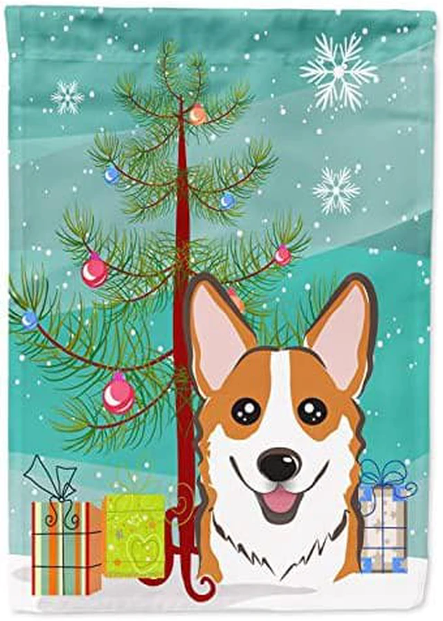 Alt view image 2 of 2 - Caroline's Treasures BB1626GF Christmas Tree and Red Corgi Garden Flag, Small, Multicolor