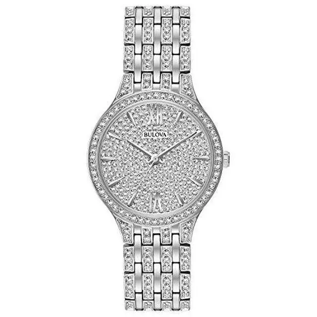 Alt view image 3 of 5 - Bulova Quartz Ladies Stainless Pave Crystal Dial, Bezel & Band Watch 96L243
