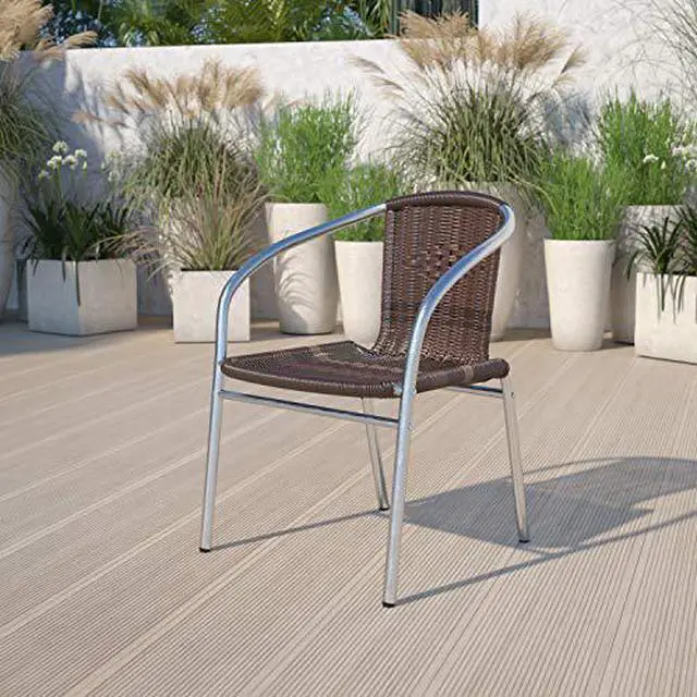 Alt view image 16 of 16 - FLASH FURNITURE 4-TLH-020-GG Aluminum,Dark Brown Rattan Indoor-Outdoor