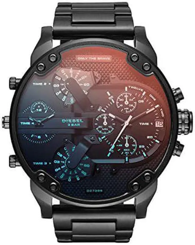 Alt view image 10 of 10 - DIESEL MEN'S 55MM BLACK STEEL BRACELET & CASE QUARTZ ANALOG WATCH DZ7395