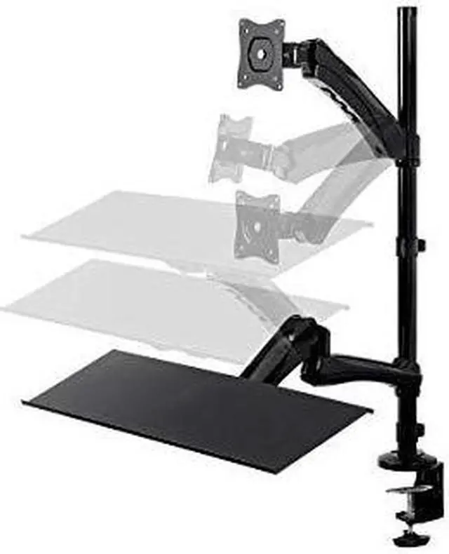 Alt view image 15 of 20 - Monoprice Sit-Stand Articulating Monitor and Keyboard Workstation | Made of High-Grade Aluminum and Steel