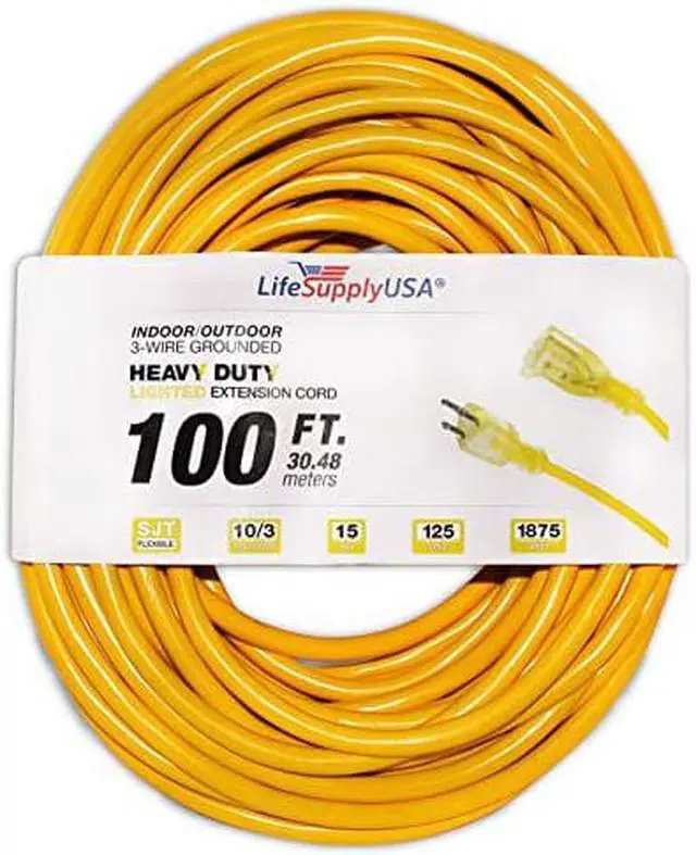 Alt view image 5 of 6 - 10/3 100 ft. SJTW Lighted End Heavy Duty Extension Cord