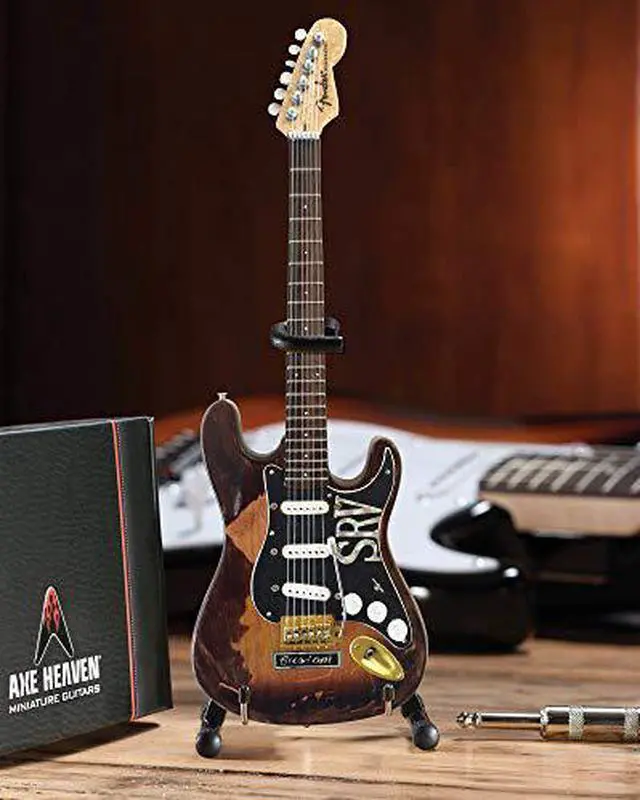 Alt view image 9 of 9 - Axe Heaven Fender Stratocaster - Classic Sunburst Finish Officially Licensed Miniature Guitar Replica (SRV Edition)