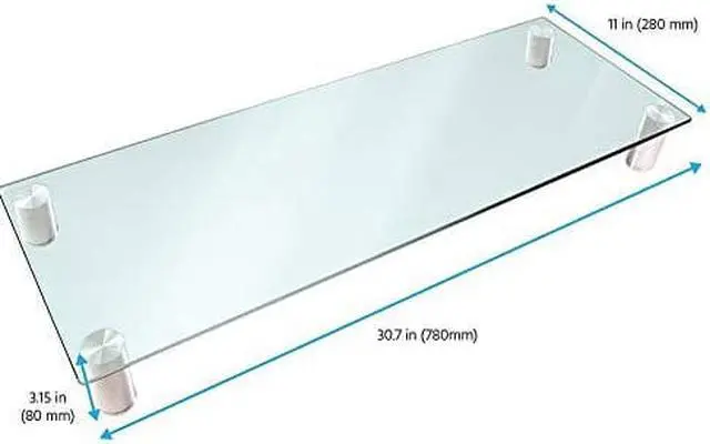 Alt view image 14 of 18 - Monoprice Multimedia Riser Desktop Monitor Stand - Clear Glass, Large 30.8 x 11 Inches - Workstream Collection