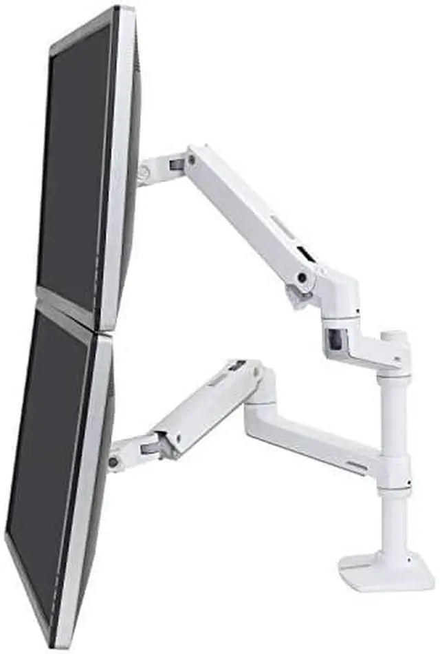 Alt view image 7 of 15 - ERGOTRON LX DUAL STACKING ARM (WHITE).FULLY ADJUSTABLE SIDE-BY-SIDE MONITOR CONF