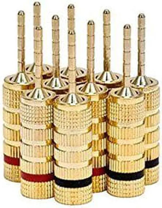 Alt view image 9 of 9 - Monoprice High Quality Gold Plated Speaker Pin Plugs - 5 Pairs - Pin Screw Type, For Speaker Wire, Home Theater, Wall Plates And More