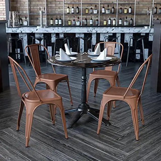 Alt view image 16 of 19 - FLASH FURNITURE 4-ET-3534-POC-GG Copper Metal Indoor-Outdoor Stackable Chair