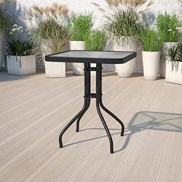 Alt view image 6 of 19 - Flash Furniture Barker Square Tempered Glass Metal Table (TLH073A1)
