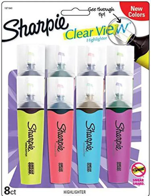 Alt view image 7 of 7 - Sharpie 1971843 Clear View Highlighters, Chisel Tip, Assorted Fluorescent, 8/Pack