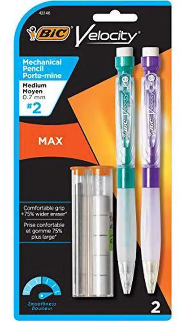 Alt view image 11 of 15 - BIC MPMX7P21-BK Velocity Max Pencil, 0.7 mm, Assorted, 2/Pack