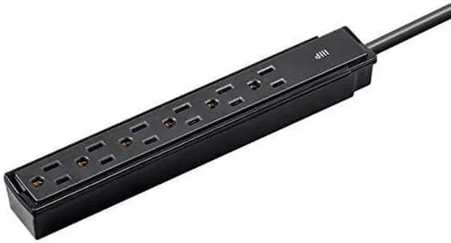 Alt view image 7 of 8 - Monoprice 6 Outlet Surge Protector Power Strip - 2 Feet - Black (2 Pack) Heavy Duty Cord | UL Rated, 201 Joules, 1800-watt capacity